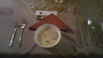 (Oh, this is number two): Mandelpotatissoppa med västerbottensost och räkor.