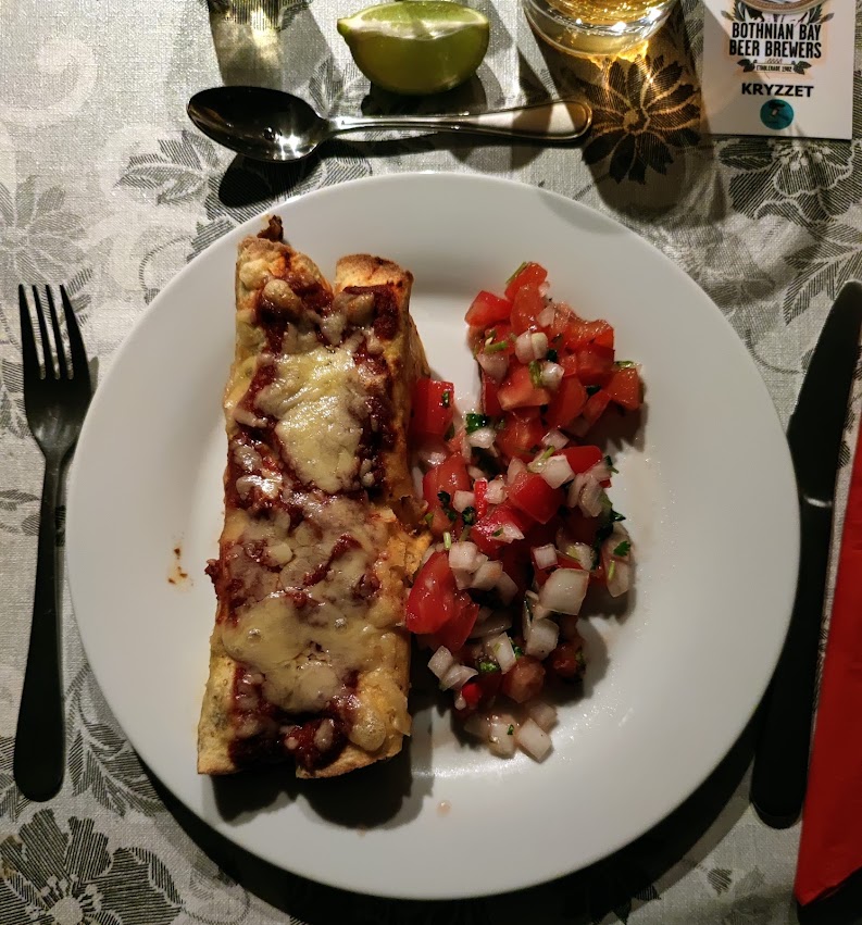 Enchiladas med chili på högrev och svarta bönor